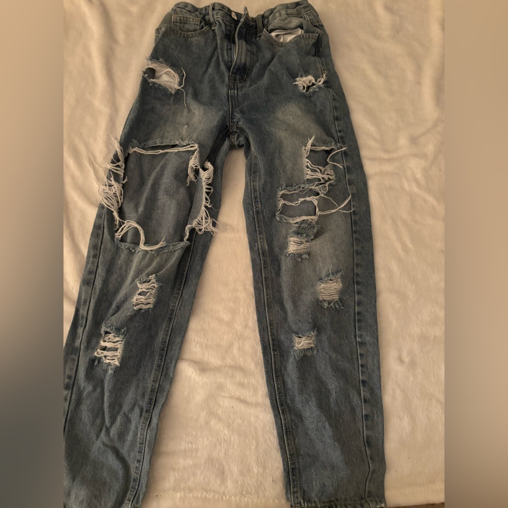 Distressed Blue Jeans